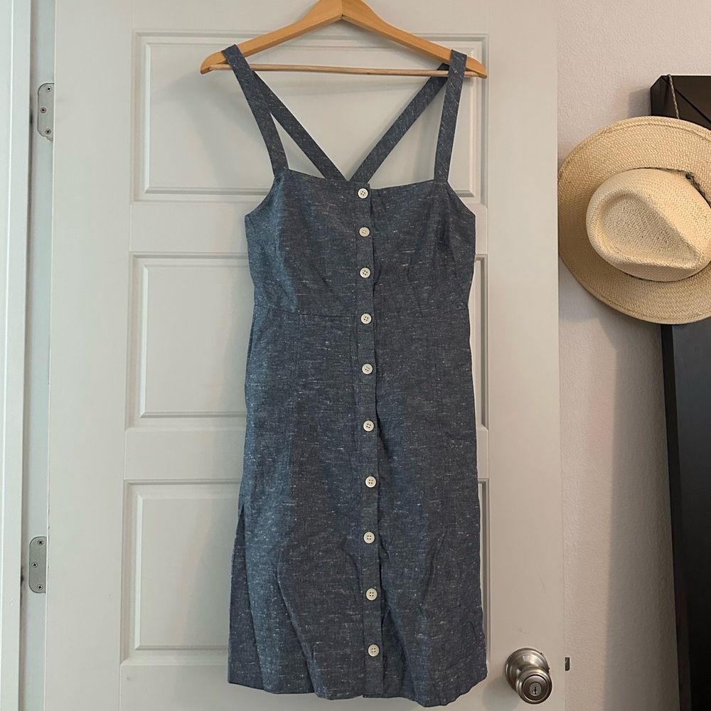 Madewell Chambray Button Front Tank Dress
